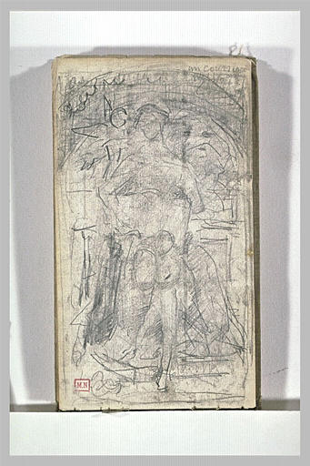 Projet de composition, figure de femme assise, un enfant debout devant elle