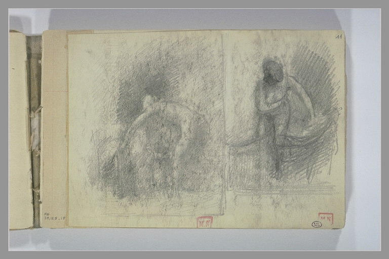 Deux études de femme nue, à sa toilette, de face et de dos