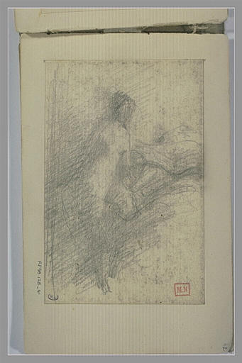 Croquis d'une femme nue, de trois quarts vers la droite