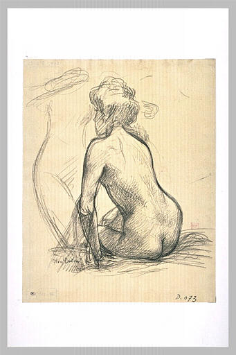 Femme nue, assise, de dos