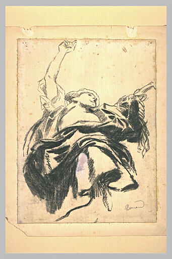 Etude de figure drapée, volant
