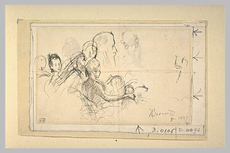 Plusieurs personnages tournés vers la droite