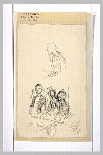 Trois personnages dans une loge, et reprise d'une figure