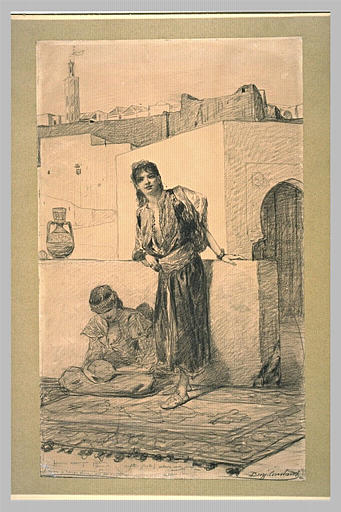 Femmes arabes sur la terrasse d'une maison
