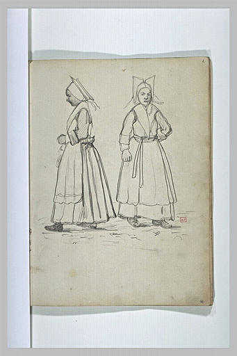 Etudes d'une femme en costume breton