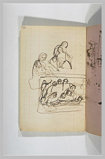 Etudes de figures et d'une scène de funérailles (à l'envers)
