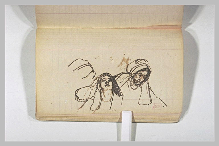 Esquisse de deux femmes et d'une coiffe