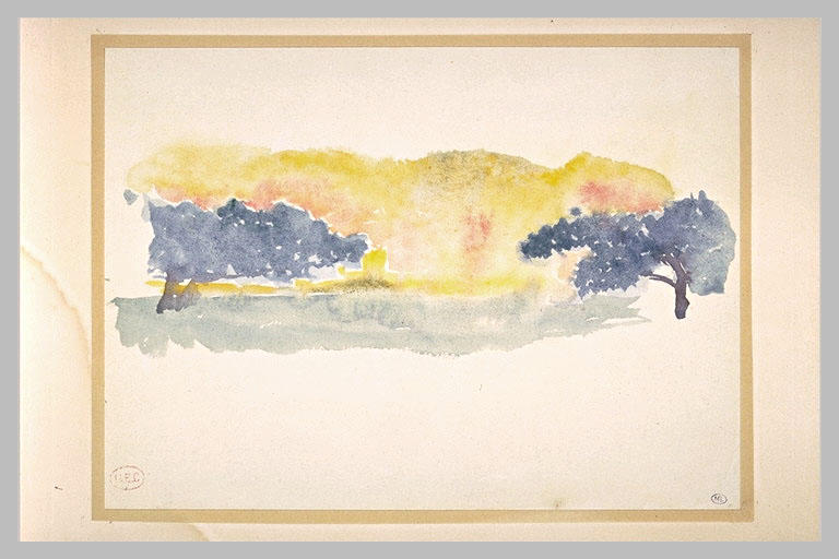 Arbres sur un fond de ciel jaune