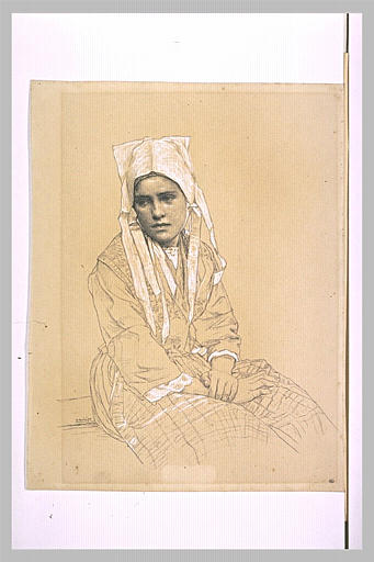 Jeune femme bretonne assise