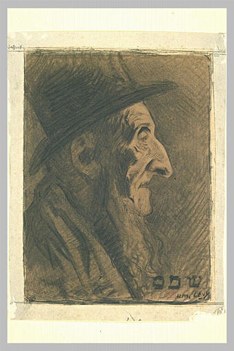 Tête de vieil israélite, coiffé d'un haut-de-forme