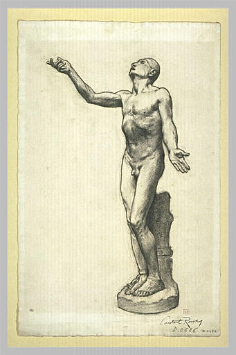 Homme nu enchaîné sur un socle