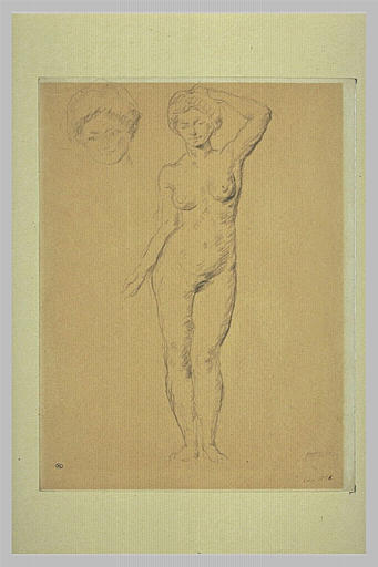 Académie de femme, de face, et reprise de la tête