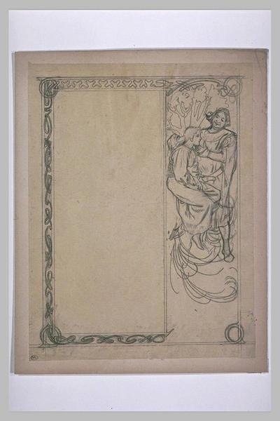 Etude pour Ilsée, chapitre I : Homme et jeune bergère en costume médiéval, dans un paysage