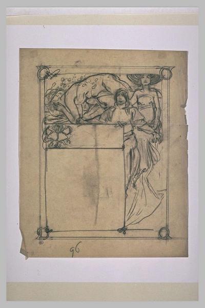 Etude pour Ilsée, chapitre I, 3e partie : Figure nue penchée sur le sol, adolescent et femme