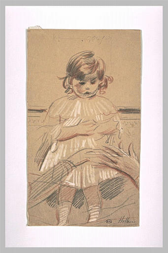 Paulette enfant, debout, bras croisés