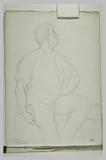 Hippolyte Flandrin assis, tenant un livre, vu de profil