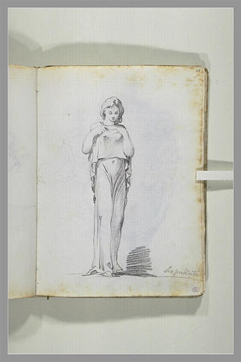 La Pudicité ; en arrière rapides esquisses de figures dont une jeune femme..