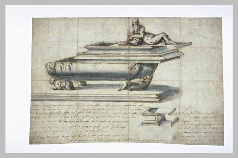 Etude pour un encrier avec un homme barbu allongé