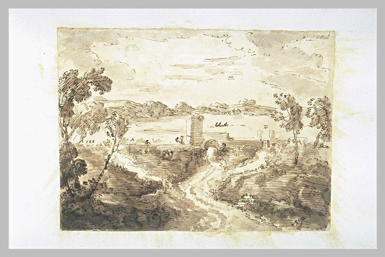 Paysage avec une digue