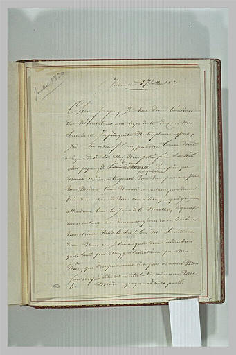 Lettre de Théodore Chassériau à son père, Benoît Chassériau