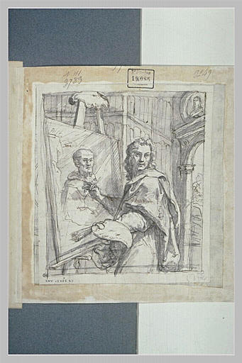 Peintre exécutant le portrait d'un homme