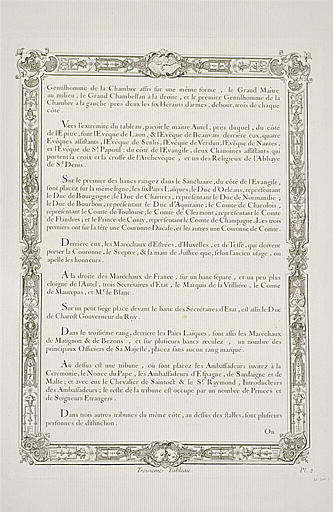 Description du tableau de l'arrivée de l'Ampoule : suite du texte gravé