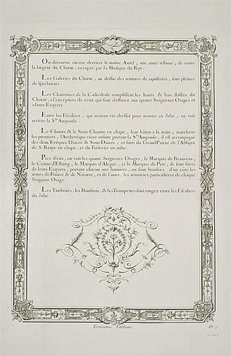 Description du tableau de l'arrivée de l'Ampoule : suite du texte gravé