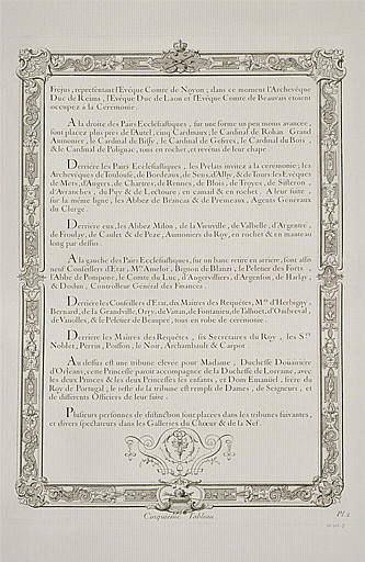 Description du tableau de la Cérémonie des onctions : suite du texte gravé