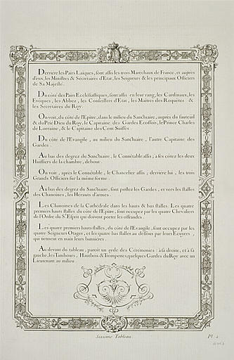 Description du tableau du Couronnement du Roy : suite du texte gravé