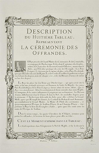 Description du tableau représentant la Cérémonie des offrandes : texte gravé