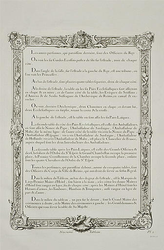 Description du tableau représentant le Festin du Roy : suite du texte gravé