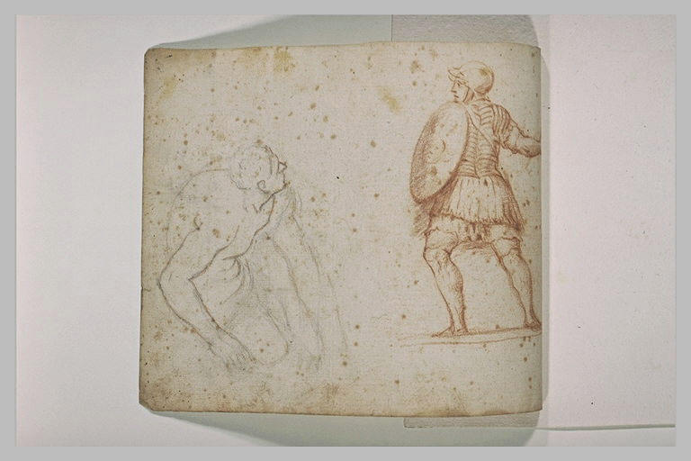 Un soldat, vu de profil et un buste d'homme
