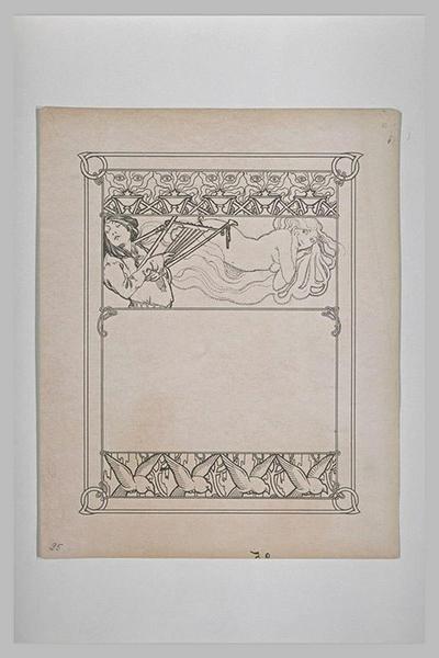 Etude pour Ilsée, chapitre II : Femme tenant une lyre et femme allongée sur le ventre