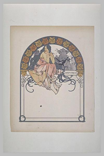 Etude pour Ilsée, chapitre III : Jeune femme aux longs cheveux, assise à califourchon sur une poutre