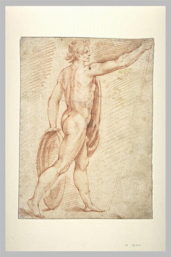 Homme nu, avançant de profil à droite