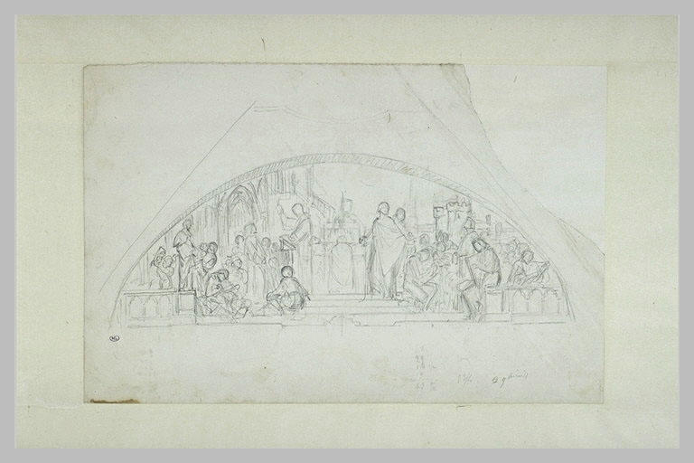 Projet de lunette pour le plafond du Pavillon Denon : lunette de Saint Louis