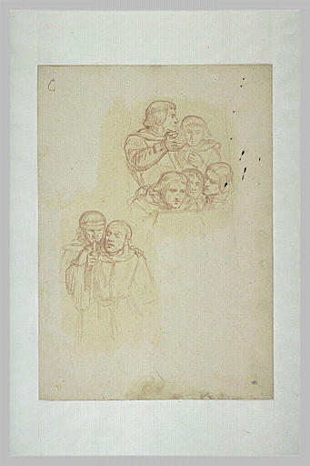 Etudes pour la lunette de Saint Louis, Pavillon Denon : groupe de moines