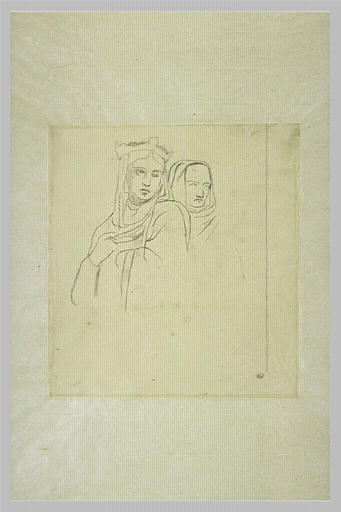 Femme voilée et tête de moine : étude pour le Pavillon Denon