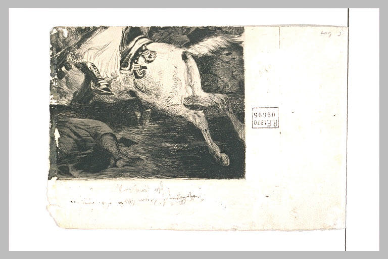 Fragment d'eau-forte, avec un cheval et un cadavre
