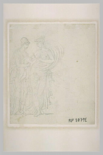 Femme donnant le sein à un enfant porté par une déesse