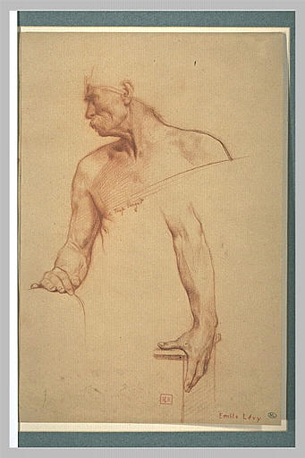 Buste d'un homme moustachu, de profil, et étude de bras gauche