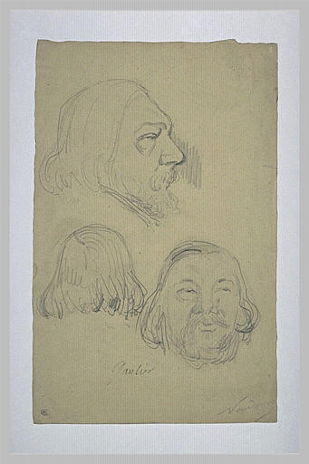 Trois croquis de la tête de Théophile Gautier