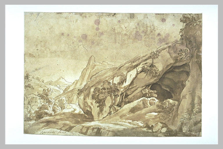 Paysage de rochers avec une maison