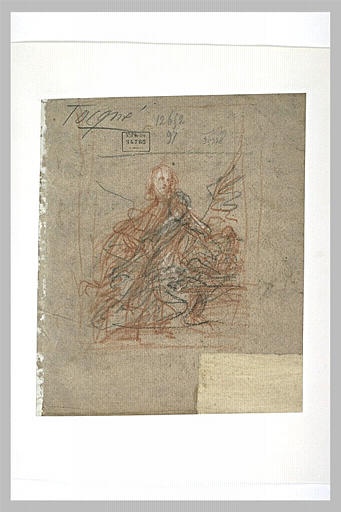 Portrait d'homme assis tenant un objet dans ses bras