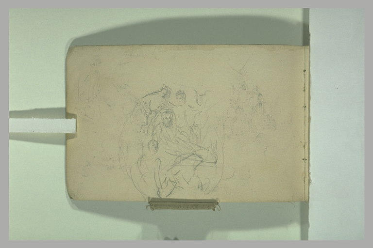 Croquis d'après un sculpture médiévale : Déploration du Christ mort ?