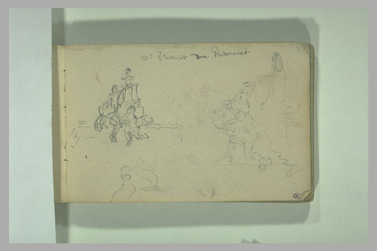 Deux croquis d'après le monument à Delacroix de Dalou