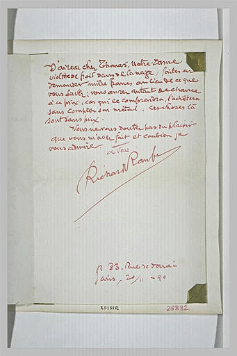 20 novembre 1890, Paris, de Richard Raub à Schuffenecker