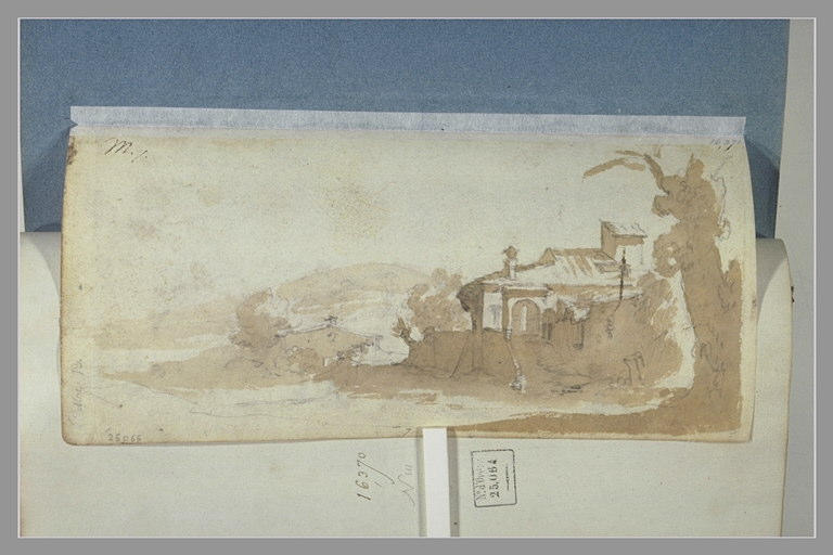 Deux chaumières dans un paysage
