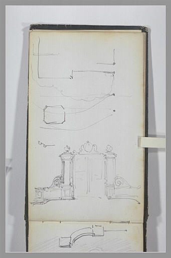 Plan du parc d'un château ; portail monumental
