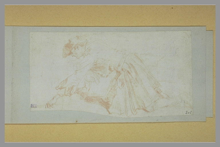 Soldat agenouillé, de profil vers la gauche